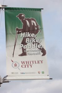 Street banners encourage residents to undertake outdoor activity.