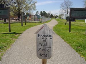 A walking trail marker